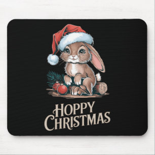 Hoppy Christmas Cute Bunny Santa Hat Holiday Anima Mouse Mat