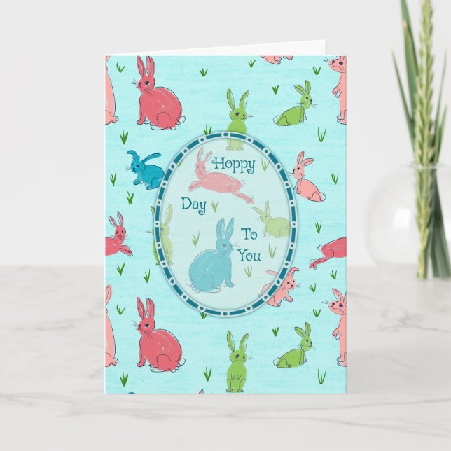 Hoppy Day Kids Bunny Everyday Card  (Front)
