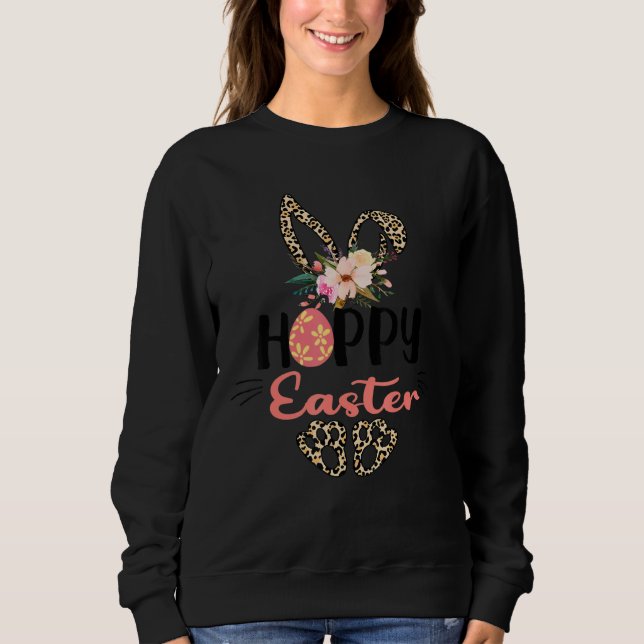 Hoppy East Bunny With Leopard Sweatshirt (Front)