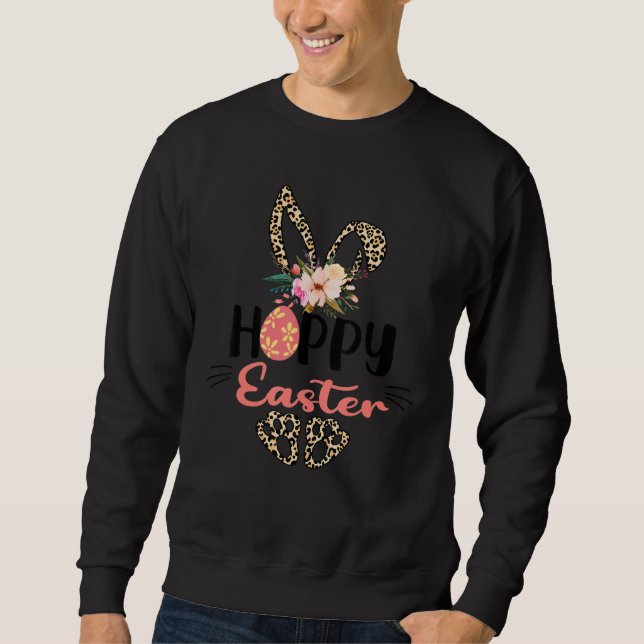 Hoppy East Bunny With Leopard Sweatshirt (Front)