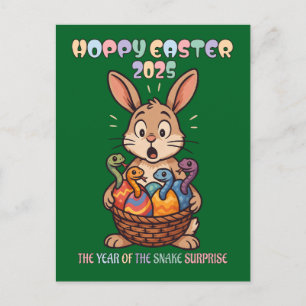 Hoppy Easter 2025: The Year of the Snake Surprise! Holiday Postcard