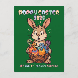 Hoppy Easter 2025: The Year of the Snake Surprise! Holiday Postcard
