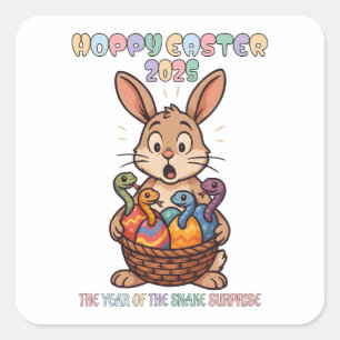 Hoppy Easter 2025: The Year of the Snake Surprise! Square Sticker