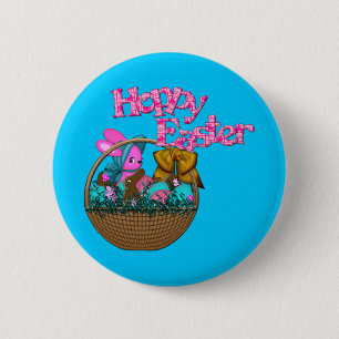 Hoppy Easter Basket 6 Cm Round Badge