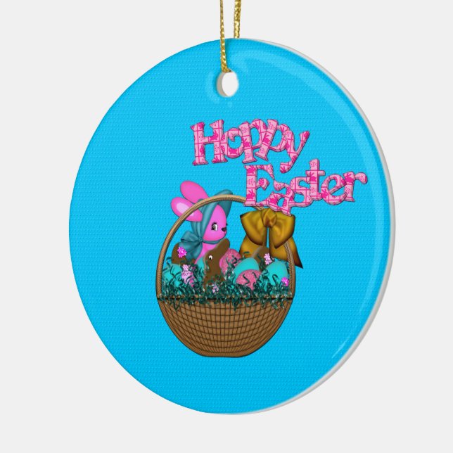 Hoppy Easter Basket Ceramic Tree Decoration (Left)