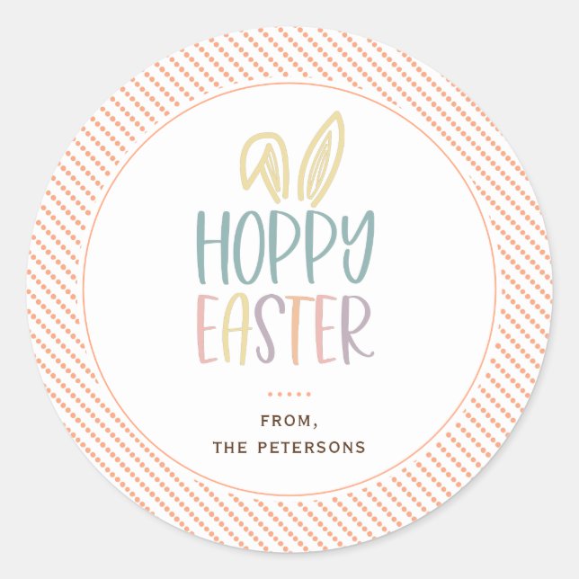 Hoppy Easter Bunny Ears Classic Round Sticker (Front)