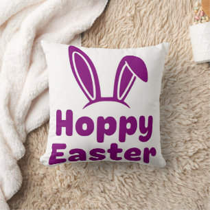 Hoppy Easter Bunny Ears Minimalist Purple Holida Cushion