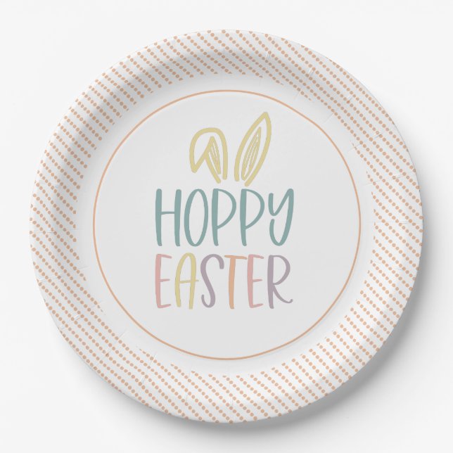 Hoppy Easter Bunny Ears Paper Plate (Front)