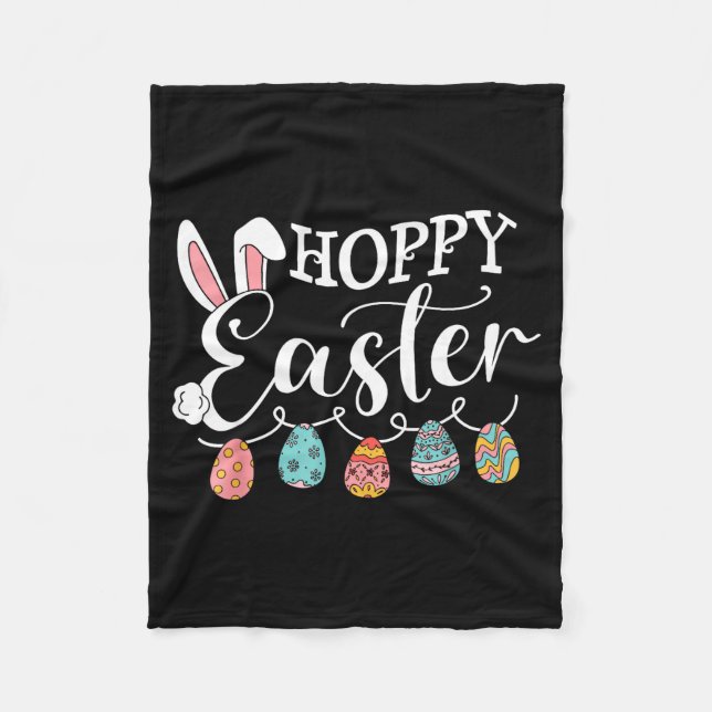 Hoppy easter bunny eggs funny  fleece blanket (Front)