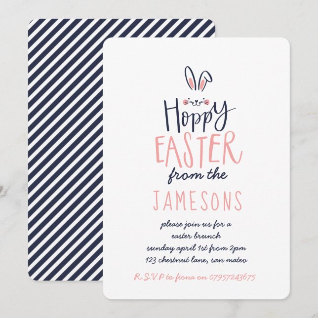 HOPPY EASTER BUNNY INVITATION (Front/Back)