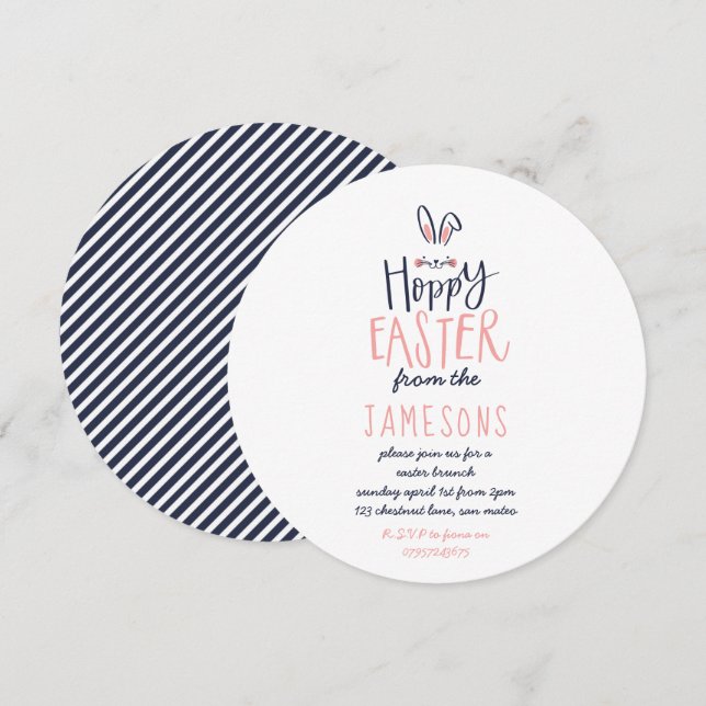 HOPPY EASTER BUNNY INVITATION (Front/Back)