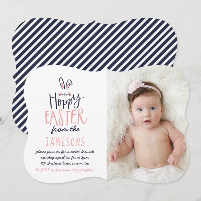 HOPPY EASTER BUNNY INVITATION (Front/Back)