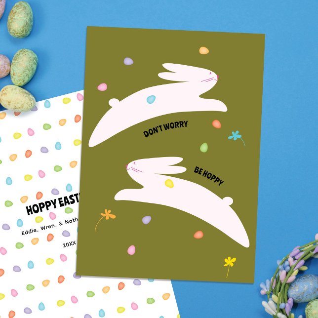 Hoppy Easter Bunny | Modern Minimal Easter  Holiday Card (Creator Uploaded)