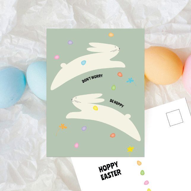 Hoppy Easter Bunny | Modern Minimal Easter  Holiday Postcard (Creator Uploaded)