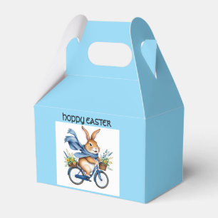hoppy easter bunny on bicycle blue favour box
