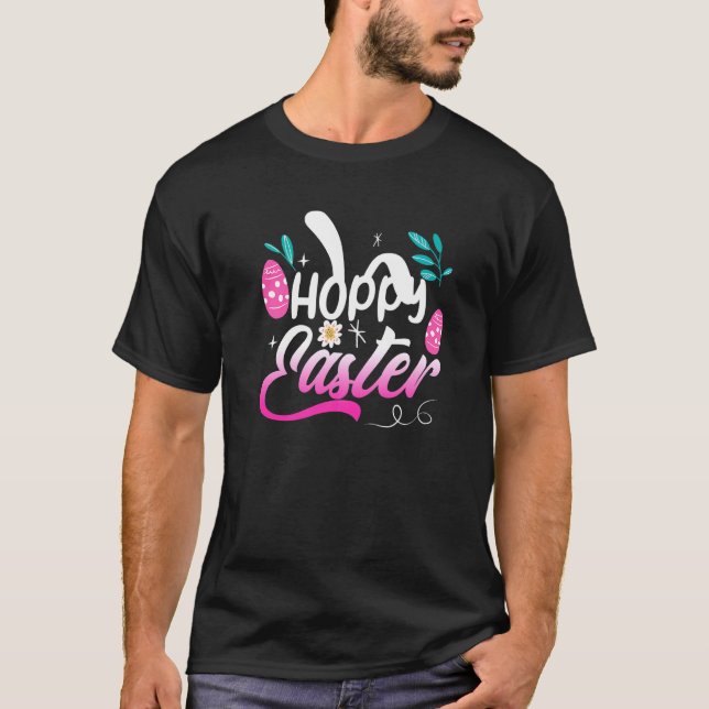 Hoppy Easter Bunny Rabbit Eggs Hunting Spring Egg  T-Shirt (Front)