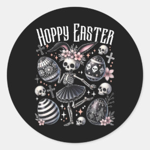 Hoppy Easter Bunny Skeleton Dancing Spooky Easter Classic Round Sticker