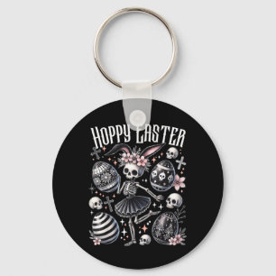 Hoppy Easter Bunny Skeleton Dancing Spooky Easter Key Ring