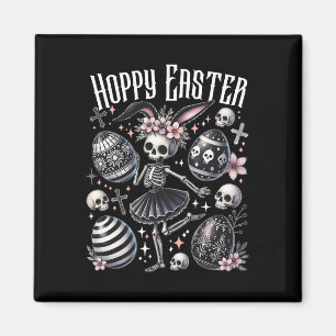 Hoppy Easter Bunny Skeleton Dancing Spooky Easter Magnet
