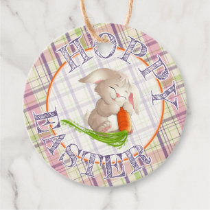 Hoppy Easter Bunny Stripes Plaid Pattern Favour Tags