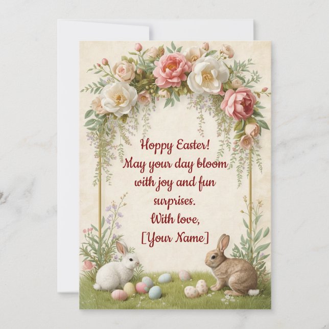 Hoppy Easter Card - Flower Crown Bunnies (Front)