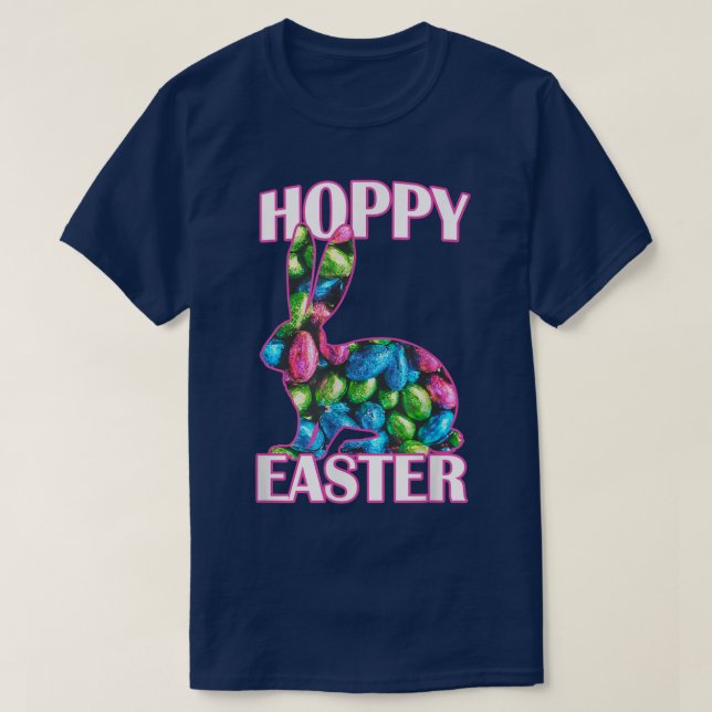 Hoppy Easter Chocolate Easter Bunny  T-Shirt (Design Front)