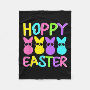 Hoppy Easter Cute Colourful Bunny Wearing Sungles Fleece Blanket