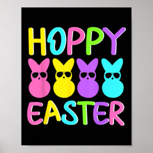 Hoppy Easter Cute Colourful Bunny Wearing Sungles  Poster