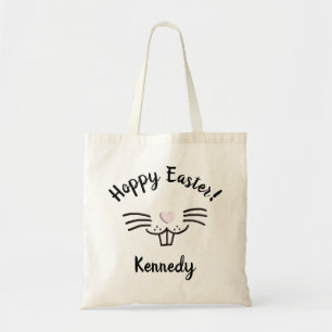 Hoppy Easter cute funny bunny face custom name Tote Bag