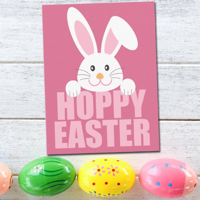 Hoppy Easter - Cute Happy Easter Bunny Pun Postcard (Creator Uploaded)
