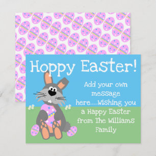 Hoppy Easter Cute Rabbit Egg Editable Holiday Card