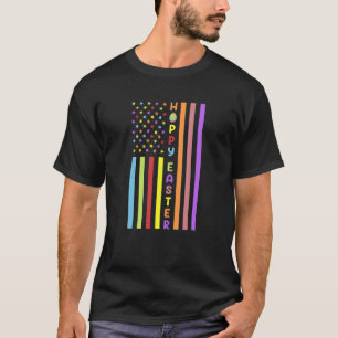 Hoppy Easter Day American Eggs Flag Funny Boys Gir T-Shirt