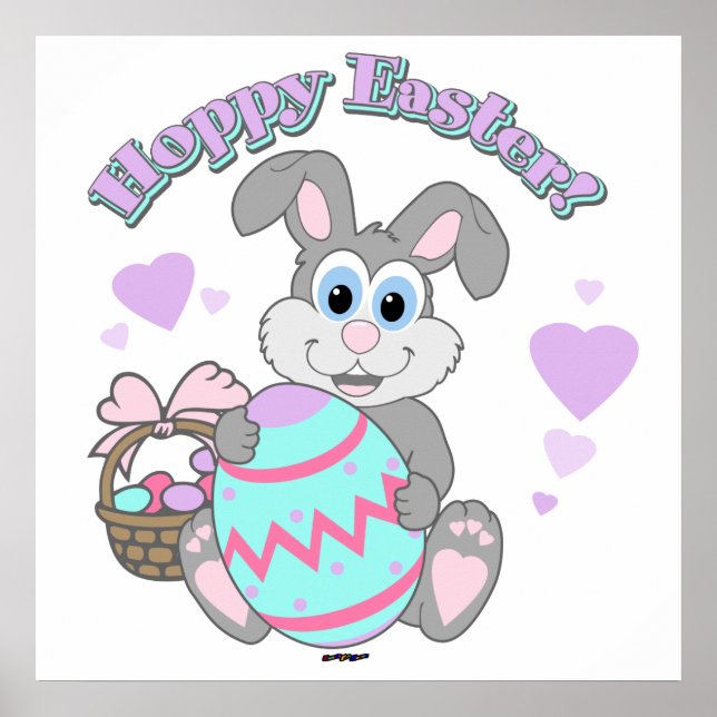 Hoppy Easter! Easter Bunny Poster (Front)