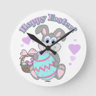 Hoppy Easter! Easter Bunny Round Clock