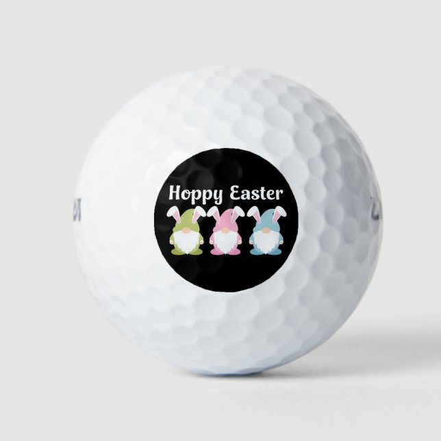 Hoppy Easter Funny Bunny Ears Gnome Golf Balls (Front)