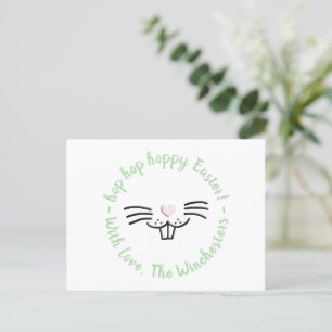 Hoppy Easter funny cute bunny face cartoon custom Postcard