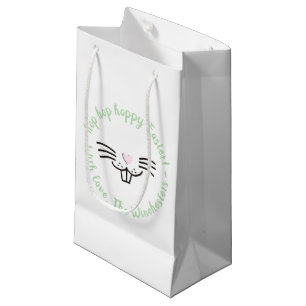 Hoppy Easter funny cute bunny face cartoon custom Small Gift Bag