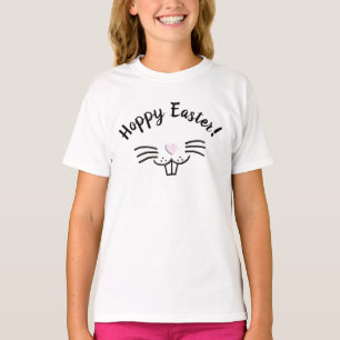 Hoppy Easter funny script cute bunny face cartoon T-Shirt