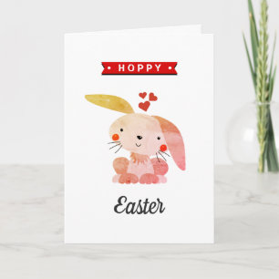 "Hoppy Easter" Funny Whimsy Bunny Happy Easter Card