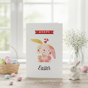 "Hoppy Easter" Funny Whimsy Bunny Happy Easter Card