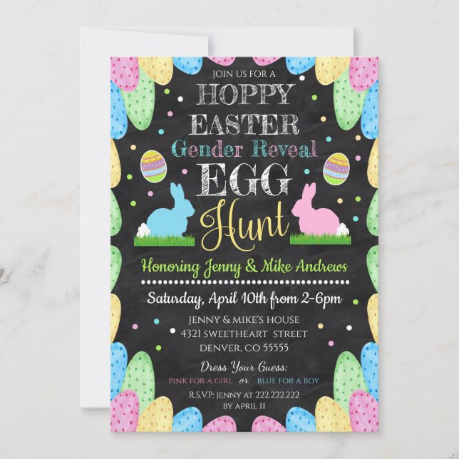Hoppy Easter Gender Reveal Party Invitation (Front)