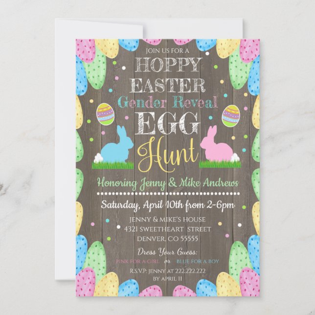 Hoppy Easter Gender Reveal Party Invitation (Front)