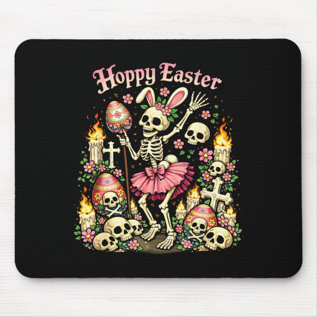 Hoppy easter gothic skeleton bunny funny dark mouse mat (Front)