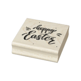 Hoppy Easter Modern Typography   Holidays Rubber Stamp