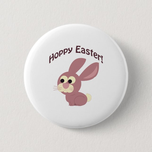 Hoppy Easter Pink Bunny 6 Cm Round Badge (Front)