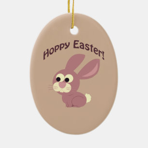 Hoppy Easter Pink Bunny Ceramic Tree Decoration