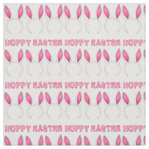 Hoppy Easter Pink Bunny Rabbit Ears Springtime Fabric