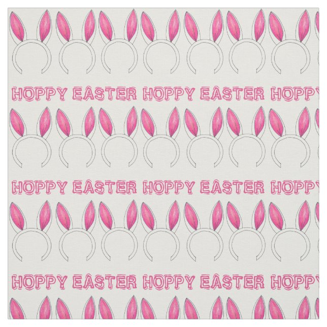 Hoppy Easter Pink Bunny Rabbit Ears Springtime Fabric (Swatch)