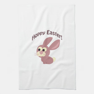 Hoppy Easter Pink Bunny Tea Towel