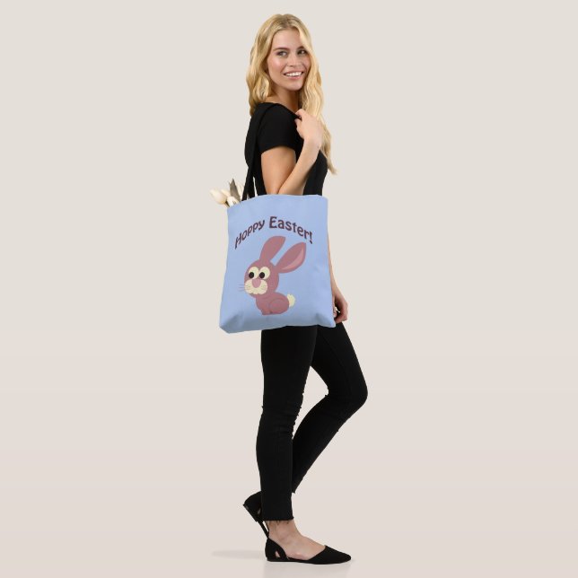 Hoppy Easter Pink Bunny Tote Bag (On Model)